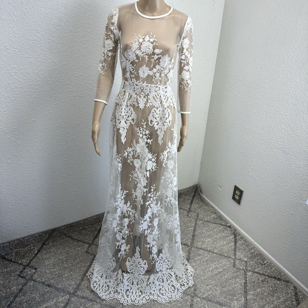 White Lace Maxi Dress Large Bridal Cottage Fairy Top Layer Beach Wedding